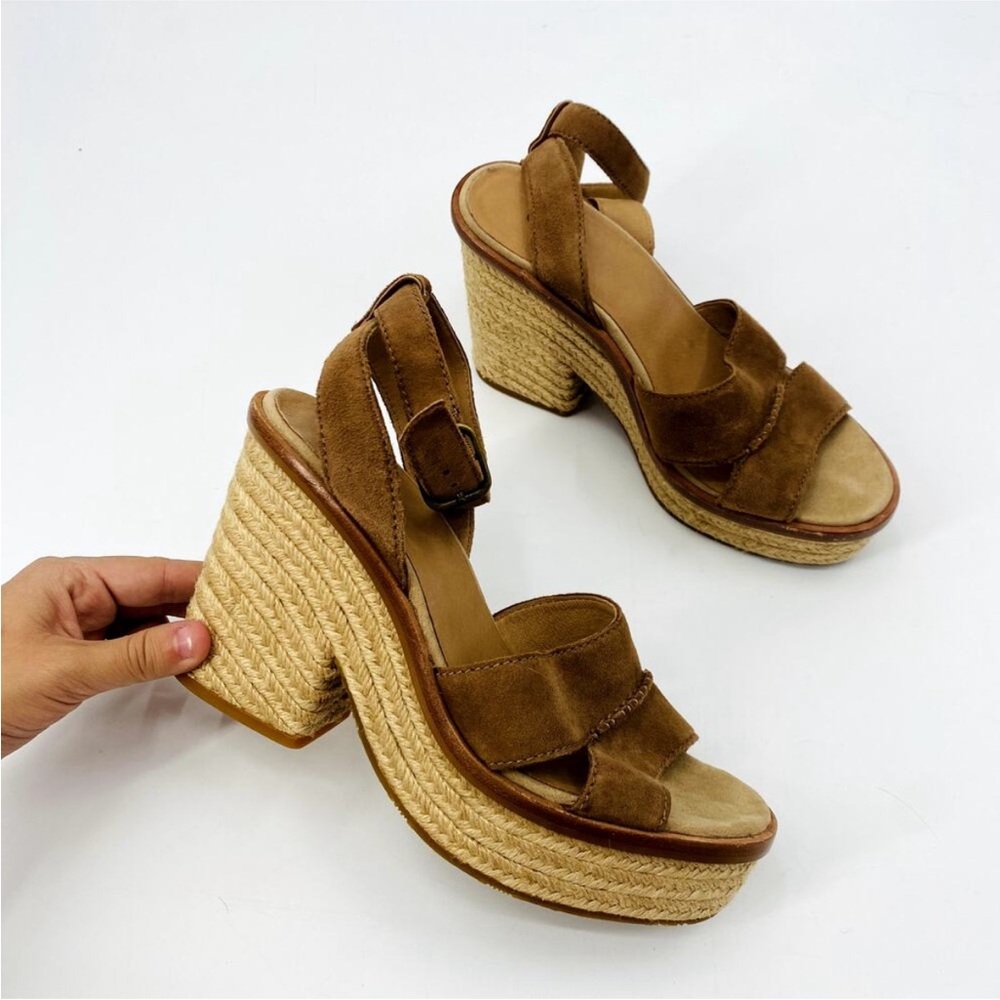 Ugg 9 Brown Leather Platform espadrilles